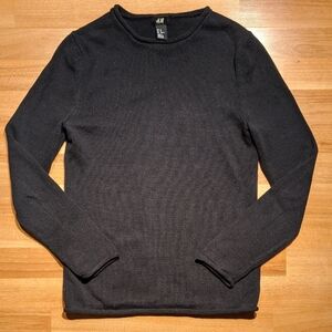 H&M Black Crewneck Rolled Edge Sweater